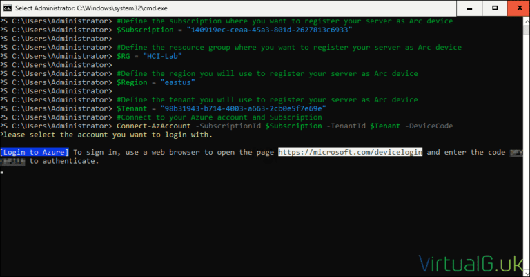 Device Code Azure Command Line How to Install Azure Stack HCI 23H2 – In your Lab