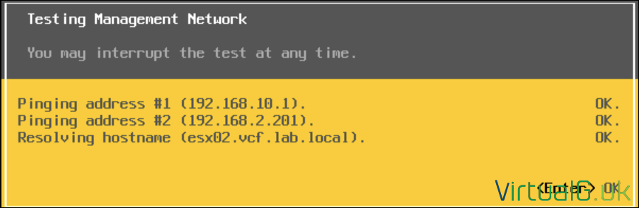 Perform a Network Test from within nested ESXi