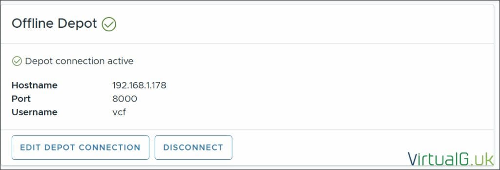 VCF 9 Depot connection active