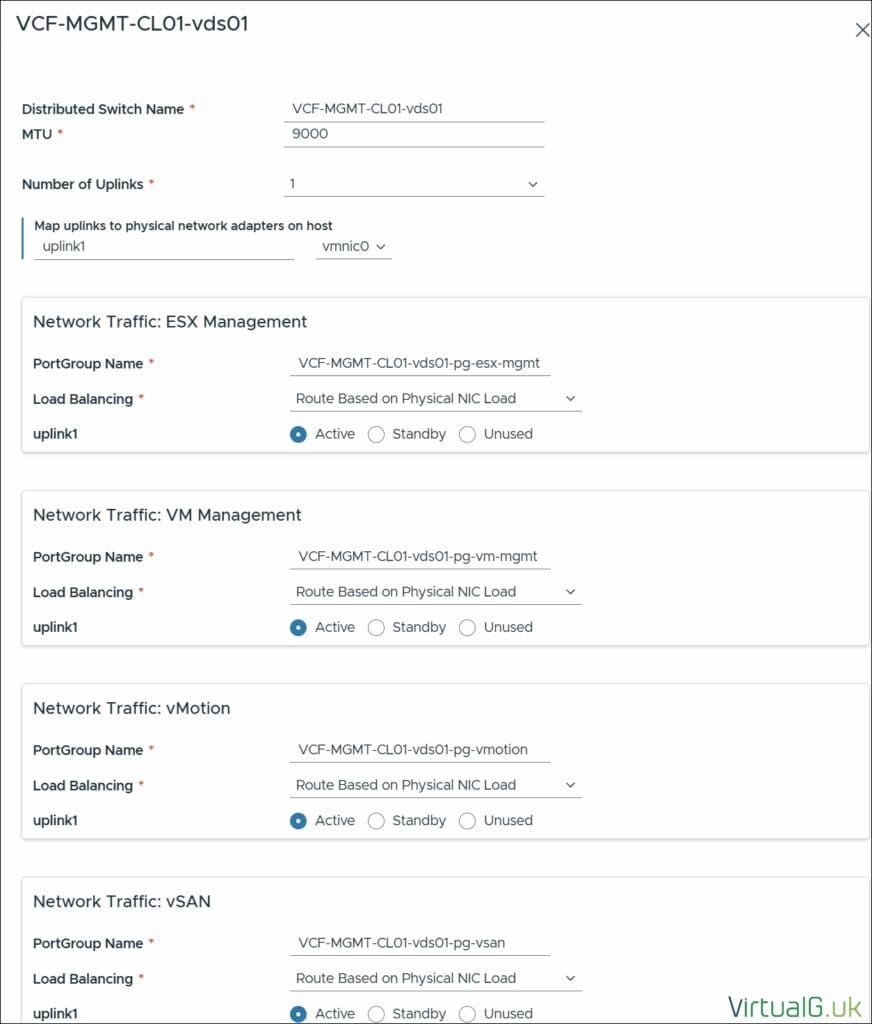 VCF 9 vDS Configuration