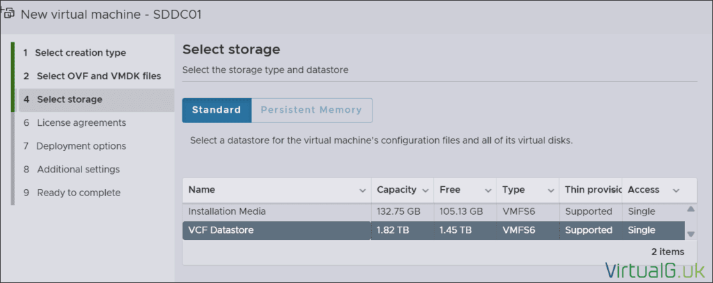 Select a storage location